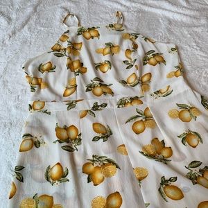 White Lemon Print Romper